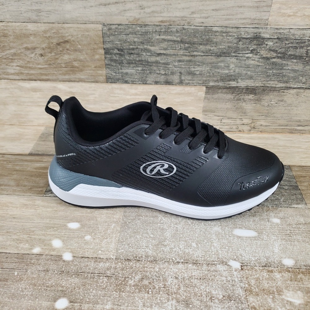 Rawlings League Turf Mens Shoes Sz 8 D Black White Lace-Up Baseball Cleats
